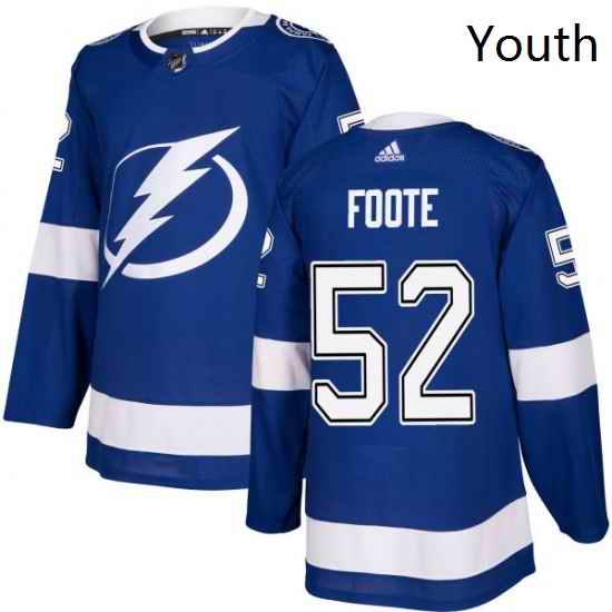 Youth Adidas Tampa Bay Lightning 52 Callan Foote Authentic Royal Blue Home NHL Jersey